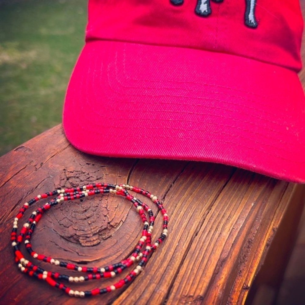 Set of 3 Georgia Bulldogs gameday stack miyuki delicas seed bead bracelets